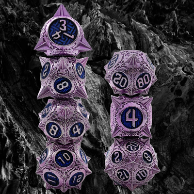 Durable Polyhedron Metal RPG Dice Set Dragon And Dungeon 16mm Sparkle