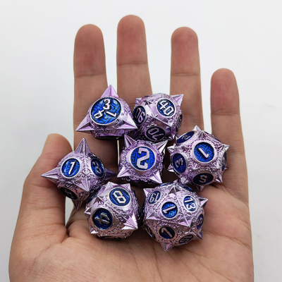 Durable Polyhedron Metal RPG Dice Set Dragon And Dungeon 16mm Sparkle