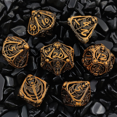 Skull Metal Hollow Dice Set DND Dungeons And Dragons Polyhedral RPG Hollow Digital