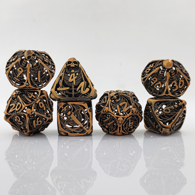 Skull Metal Hollow Dice Set DND Dungeons And Dragons Polyhedral RPG Hollow Digital