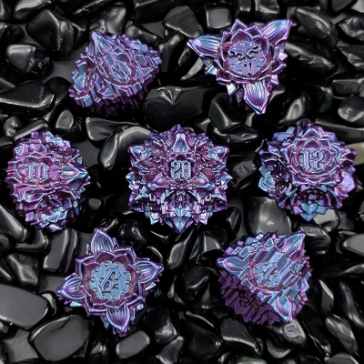 Lotus Metal Dice Set DND Dungeons And Dragons TRPG Polyhedral COC D6 Board Game