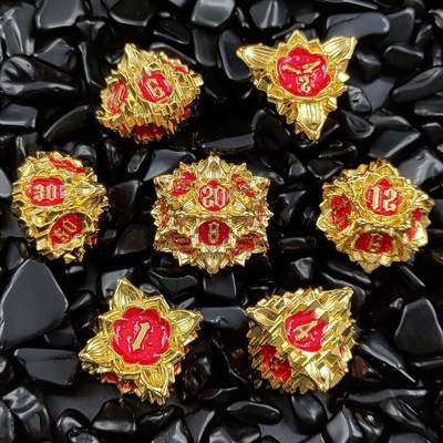 Lotus Metal Dice Set DND Dungeons And Dragons TRPG Polyhedral COC D6 Board Game