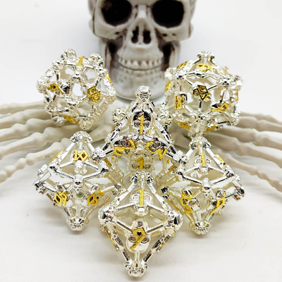 Hollow Skull Multi  Face Metal Dice Set Dungeon And Dragon RPG#DND