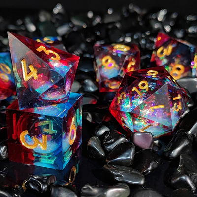 Flow Sand Multi Color Resin Dice Set DND Cruzu'S Call RPG#COC