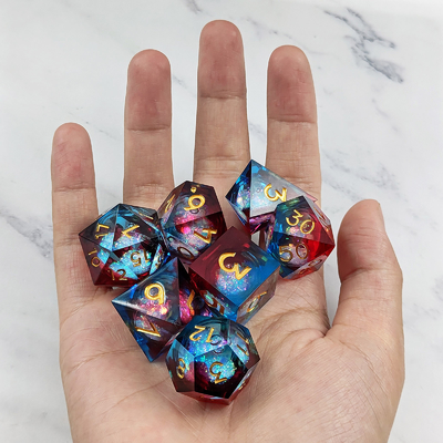 Flow Sand Multi Color Resin Dice Set DND Cruzu'S Call RPG#COC