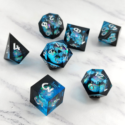 Flow Sand Multi Color Resin Dice Set DND Cruzu'S Call RPG#COC