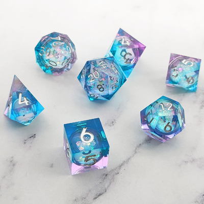Flow Sand Multi Color Resin Dice Set DND Cruzu'S Call RPG#COC