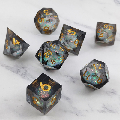 Flow Sand Multi Color Resin Dice Set DND Cruzu'S Call RPG#COC