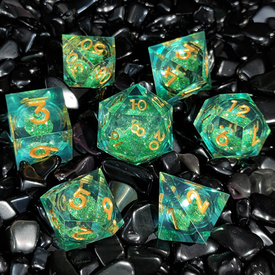 Flow Sand Multi Color Resin Dice Set DND Cruzu'S Call RPG#COC