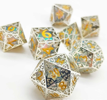 Silver Metal Frame Resin Dice Set DND#RPG#COC Dungeon And Dragon