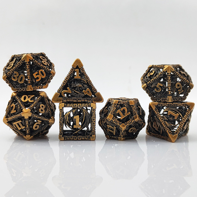 Hollow Multi Face Metal Dice Set D20 Sharp Cut Flying Dragon Budemen'S God