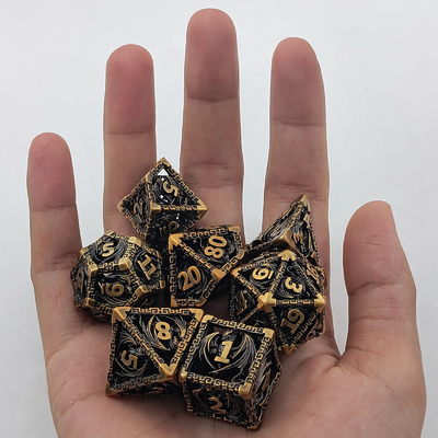 Hollow Multi Face Metal Dice Set D20 Sharp Cut Flying Dragon Budemen'S God