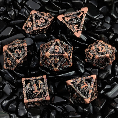Hollow Multi Face Metal Dice Set D20 Sharp Cut Flying Dragon Budemen'S God