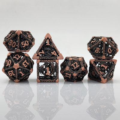 Hollow Multi Face Metal Dice Set D20 Sharp Cut Flying Dragon Budemen'S God