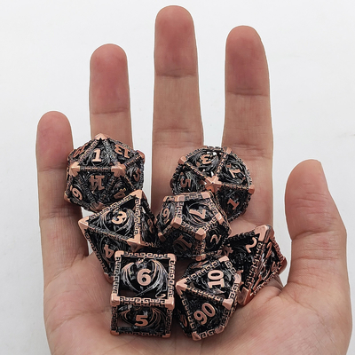 Hollow Multi Face Metal Dice Set D20 Sharp Cut Flying Dragon Budemen'S God