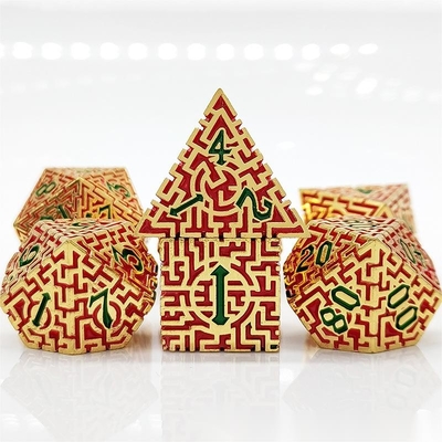 Solid Maze Multi -Faceted Metal Dice DND#RPG Dungeon And Long Crusu