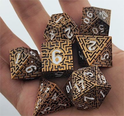 Solid Maze Multi -Faceted Metal Dice DND#RPG Dungeon And Long Crusu