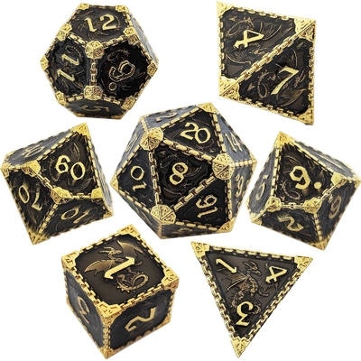 Multi -Faceted Metal RPG Dice Flying Dragon Solid Smooth Dragon DND