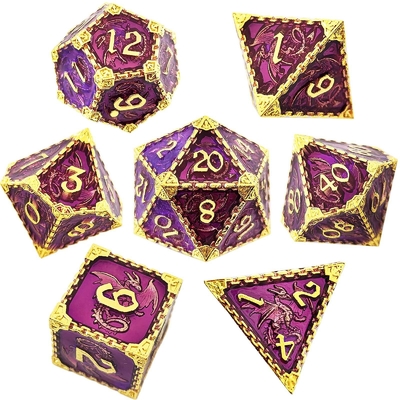 Multi -Faceted Metal RPG Dice Flying Dragon Solid Smooth Dragon DND