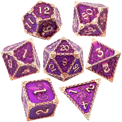 Multi -Faceted Metal RPG Dice Flying Dragon Solid Smooth Dragon DND
