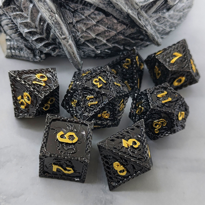 Multi -Faceted Metal RPG Dice Flying Dragon Solid Smooth Dragon DND