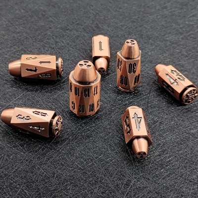 Bullet Head Multiface Metal Dice Set Desktop Game DND#RPG#COC