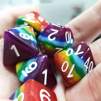 7 Layer Rainbow Handmade Resin Dice Crusson And Dungeon DND#RPG
