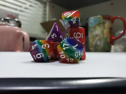 7 Layer Rainbow Handmade Resin Dice Crusson And Dungeon DND#RPG