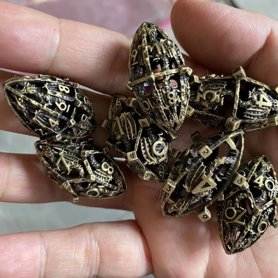 Creative Rugby Theme Metal Hollow RPG Dice Set Dragon And Dungeon DND