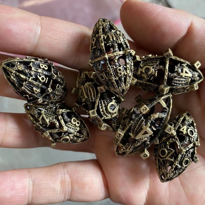 Creative Rugby Theme Metal Hollow RPG Dice Set Dragon And Dungeon DND