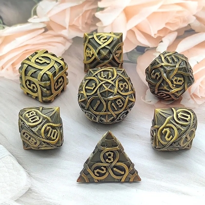 Thorns Striped Metal Dice Set Fantasy DND Multi Faceted Board Game