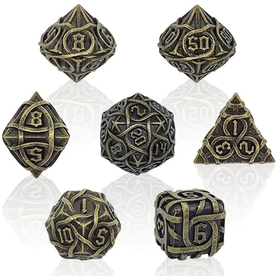 Thorns Striped Metal Dice Set Fantasy DND Multi Faceted Board Game