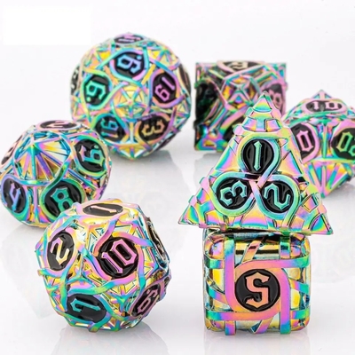 Thorns Striped Metal Dice Set Fantasy DND Multi Faceted Board Game