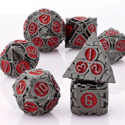 Thorns Striped Metal Dice Set Fantasy DND Multi Faceted Board Game