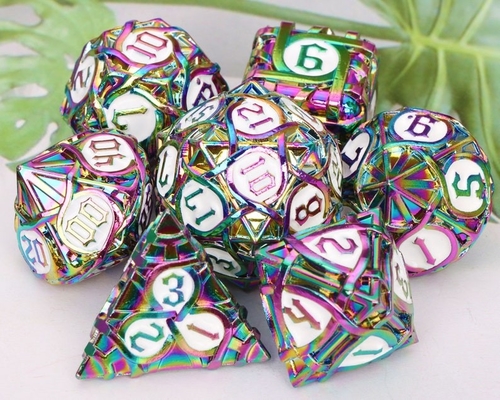 Thorns Striped Metal Dice Set Fantasy DND Multi Faceted Board Game