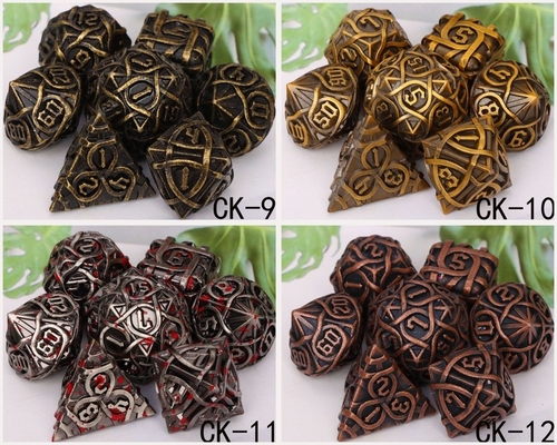 Thorns Striped Metal Dice Set Fantasy DND Multi Faceted Board Game