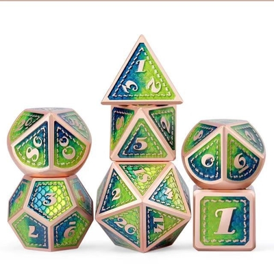 Dragon Scale Solid Metal Dice Set Multi Color DND RPG Bright Colors