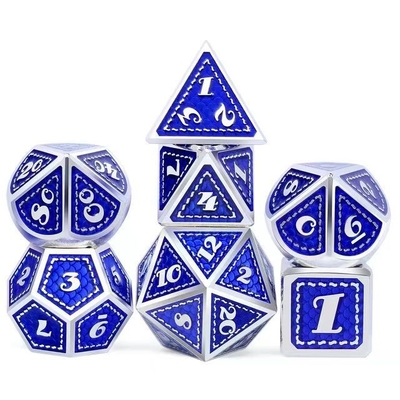 Dragon Scale Solid Metal Dice Set Multi Color DND RPG Bright Colors