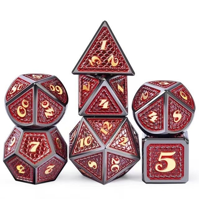 Dragon Scale Solid Metal Dice Set Multi Color DND RPG Bright Colors