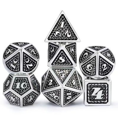 Dragon Scale Solid Metal Dice Set Multi Color DND RPG Bright Colors