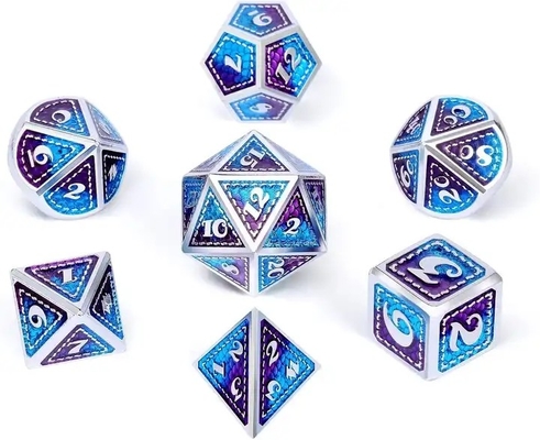 Dragon Scale Solid Metal Dice Set Multi Color DND RPG Bright Colors