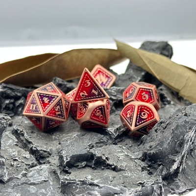 Dragon Scale Solid Metal Dice Set Multi Color DND RPG Bright Colors