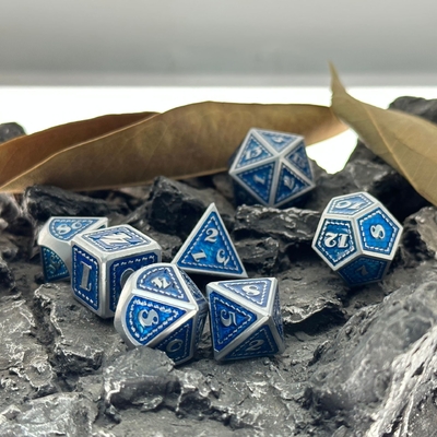 Dragon Scale Solid Metal Dice Set Multi Color DND RPG Bright Colors