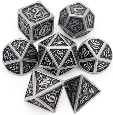 Spider -Man Solid Metal Polyhedral Dice Set DND RPG Luxury Style