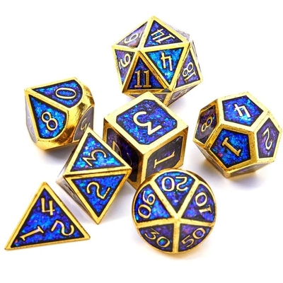 Shining Golden Powder Solid Metal Dice Set Board Game Dragon And Dungeon DND RPG
