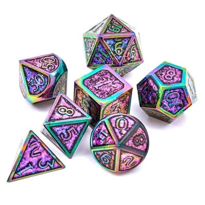 Shining Golden Powder Solid Metal Dice Set Board Game Dragon And Dungeon DND RPG