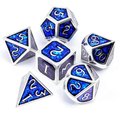 Shining Golden Powder Solid Metal Dice Set Board Game Dragon And Dungeon DND RPG