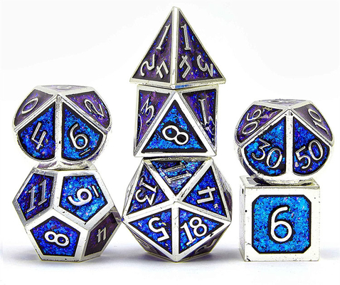 Shining Golden Powder Solid Metal Dice Set Board Game Dragon And Dungeon DND RPG