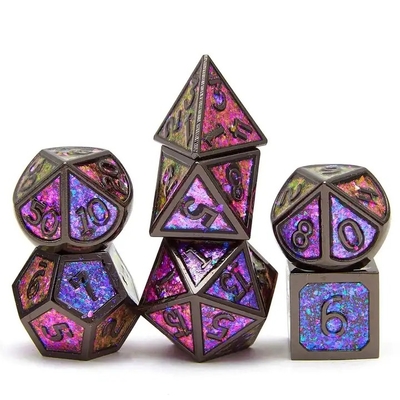 Shining Golden Powder Solid Metal Dice Set Board Game Dragon And Dungeon DND RPG