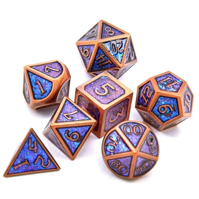 Shining Golden Powder Solid Metal Dice Set Board Game Dragon And Dungeon DND RPG